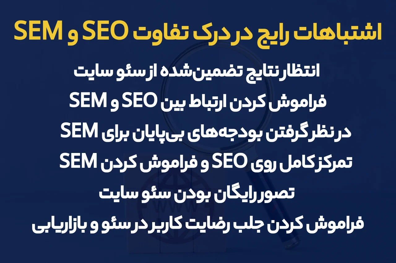 اشتباهات رایج در درک تفاوت SEO و SEM
