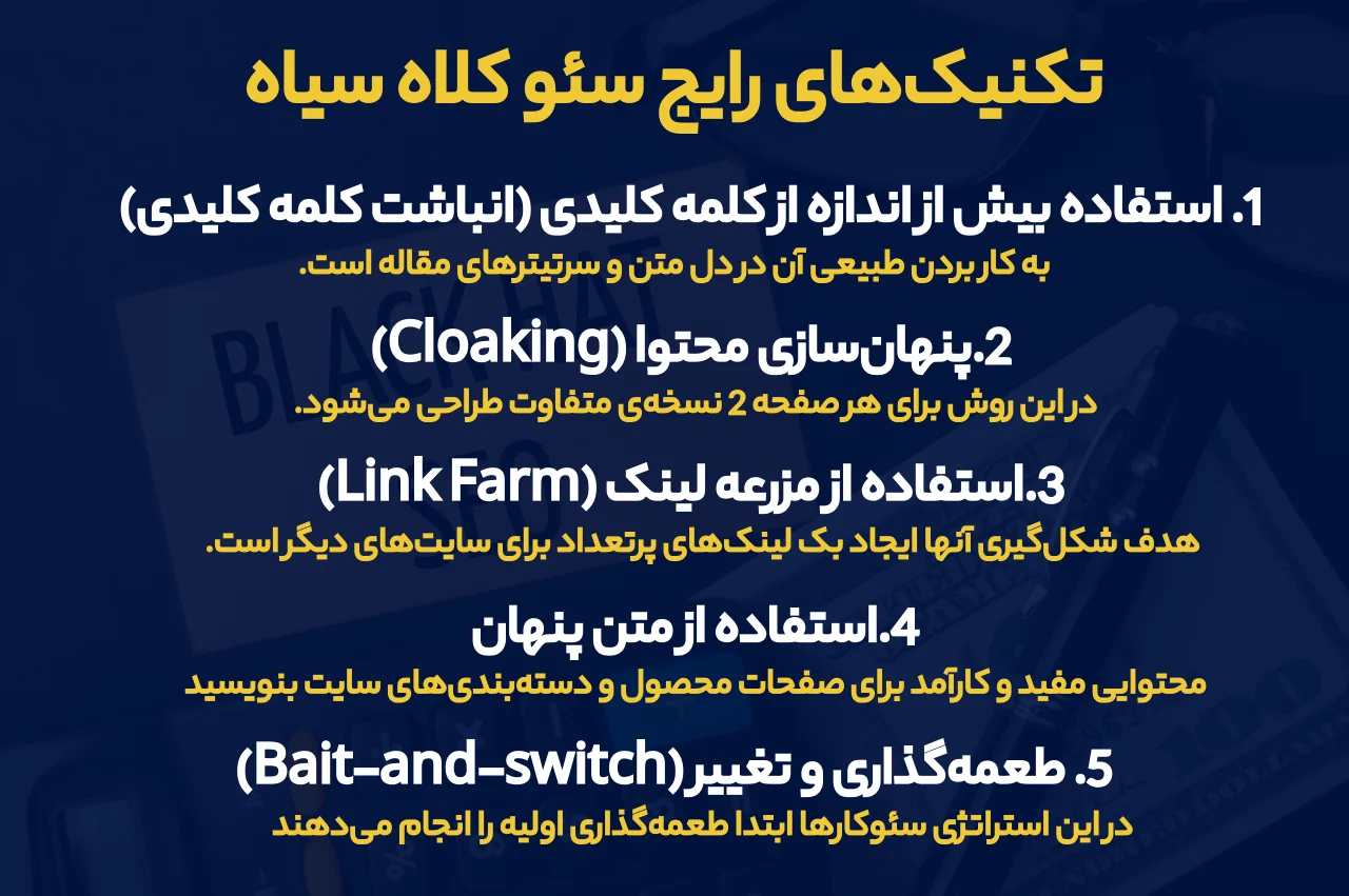 تکنیک‌های رایج سئو کلاه سیاه