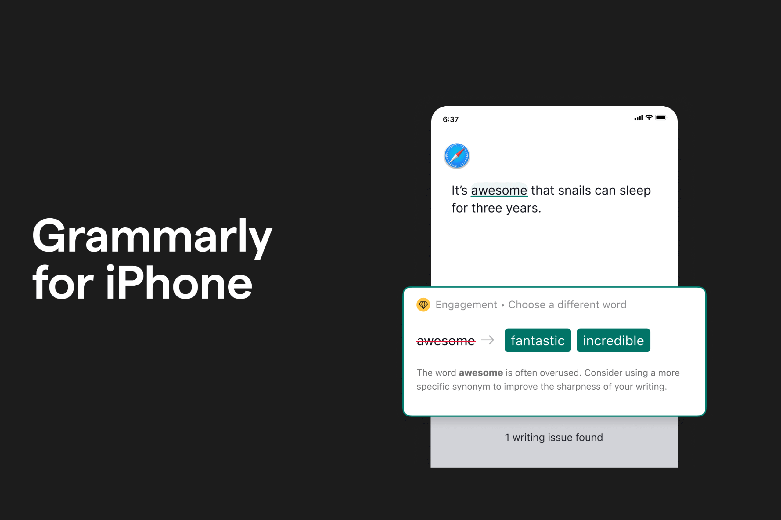 Grammarly هوش مصنوعی برای آیفون
